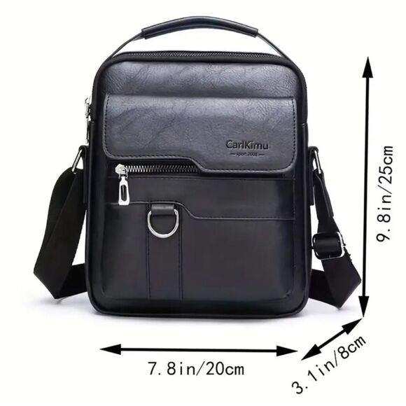 CarlKimu Men’s black leather bag - Picture 3 of 6